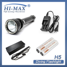 Hi-max 1000lumen Extrêmement puissant plongée sous-marine LED rechargeable lampe de poche